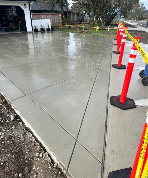 Broom Finish Driveway Replacement With Decorative Borders in Newcastle 
